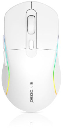 E-Yooso Gaming Maus Kabellose RGB,2.4G/USB-C/Bluetooth Maus mit 6 Programmierbare Tasten/10000DPI/7 RGB Beleuchtung,Wireless Ergonomische Maus für PC/Mac Gamer