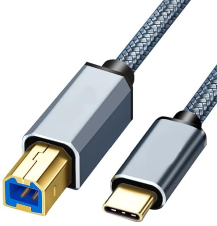 GYCAQAC Cavo Stampante USB 2.0 Tipo C - Lunghezza 2 m, Compatibile con Canon, Dell, Epson, Lexmark, Xerox e Brother, Ideale per Stampanti e Scanner