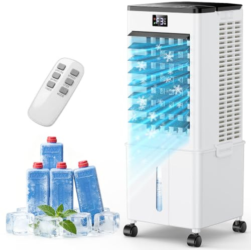 Condizionatore Portatile senza tubo 10L Migliorato, Raffrescatore d'Aria 4 in 1, 3 Velocità, Timer 1-12h, 3 Modalità, Telecomando, Oscillazione 60°, per Camper, Casa, Ufficio(Nero Premium)