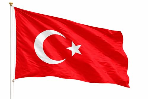 Bandiera della Turchia – Mondiali 2026 – Articolo per tifosi – Poliestere resistente e occhielli metallici (Turchia 90 x 150 cm)