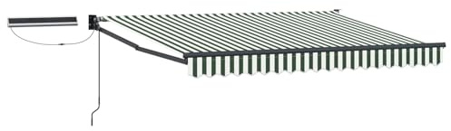 vidaXL Elektrische ausziehbare Markise Grün, Weiß, Anthrazit 3,5 x 2 m, Moderne elektrische Markise, Schatten für draußen, Aluminium-Pavilion, ausziehbarer Schutz, Gartenrücksitz, umweltfreundlich