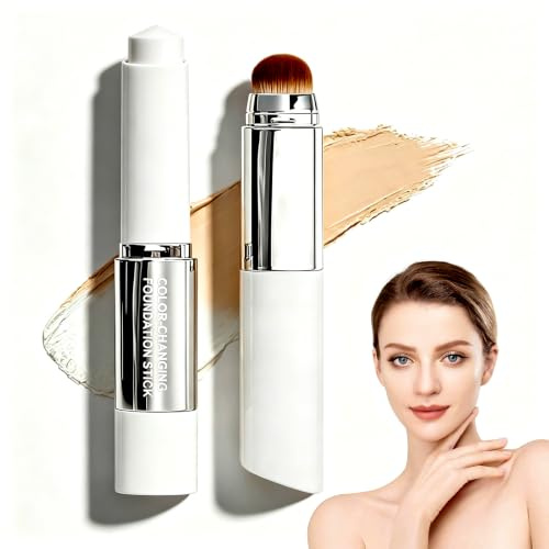 Fond de Teint en Stick Facelove Avec Pinceau, 2-en-1 à Couleur Adaptative | 2026 – Fond de Teint SPF 15, Texture Légère et éclat Naturel, éclat Pour Tous Les Types de Peau, Longue Tenue Hydratant