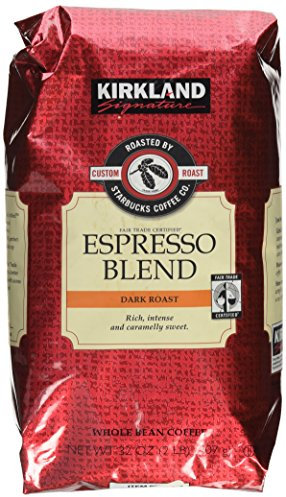 Kirkland Signature Starbucks Espresso Blend Dark Roast Whole Bean Coffee, 32 Ounce