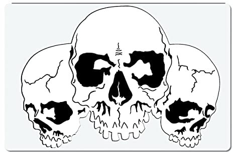 Herterich Products | Airbrush Schablone | Skull Totenkopf Stencil | Hochwertige Mylarfolie | Lösemittelbeständig | Tattoo und Graffiti Vorlage