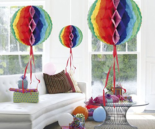 Folat - Rainbow Honeycomb Ball - 3 Pieces - 30 cm
