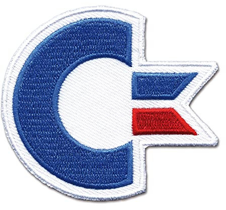 Logoshirt®️ Commodore I C64 I Logo I Patch I Aufnäher I zum Aufbügeln I Bügelflicken I Applikation Kleidung I 6x7 cm I bestickt I rot I Lizenziertes Originaldesign