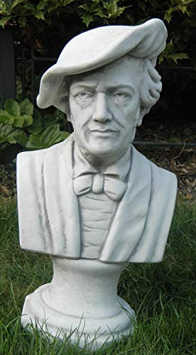 JS GartenDeko e.K. Deko Büste Richard Wagner Gartenskulptur Höhe 44 cm Statue aus Beton grau patiniert