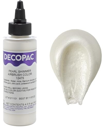 DecoPac Premium Airbrush Color, Pearl Shimmer, Edible Airbrush Paint for Decorating Cakes, Cupcakes, and Cookies, Food Coloring, 4oz