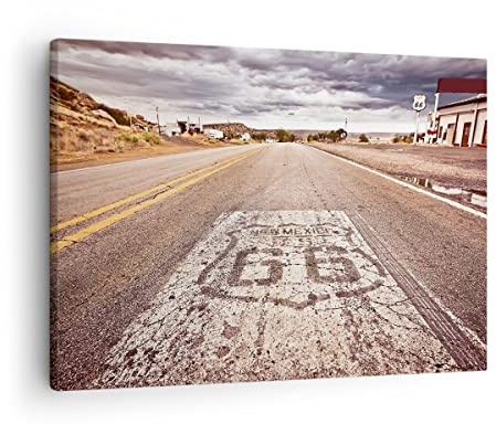 ARTTOR Bilder auf Leinwand 70x50cm Wandbild Architektur Reisen - 2712 | USA Route 66 Klein Wanddekoration Wohnzimmer Schlafzimmer Küche Wanddeko Wand Kunstdruck Wandkunst Wall Decor ARTTOR