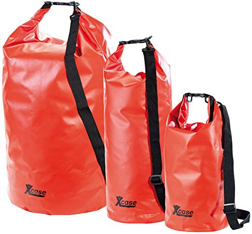 Xcase Kleidersack wasserdicht: Urlauber-Set wasserdichte Packsäcke 16/25/70 Liter, rot (Rollbeutel, Trockensäckli, Unterwasserlicht)