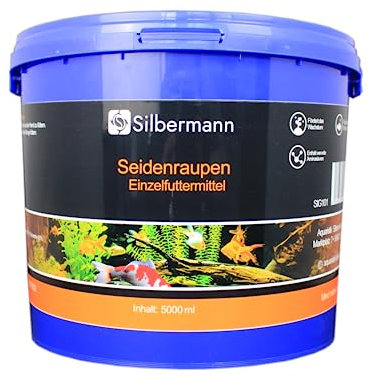 Silbermann Seidenraupen - Ergänzungsfutter und Delikatesse für große Teichfische wie Koi und Reptilien (5000 ml)