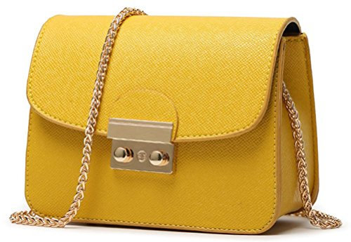 Honeymall Kleine Damentasche Umhängetasche Citytasche Schultertasche Handtasche Elegant Retro Vintage Tasche Kette Band(Orange)