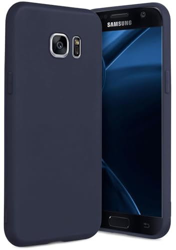 ONEFLOW SlimShield Pro für Samsung Galaxy S7 Hülle Ultra dünn erhöhter Rand, TPU Backcover minimalistisch Handyhülle flexibel, Schutzhülle mit Kamera- und Displayschutz, Blau