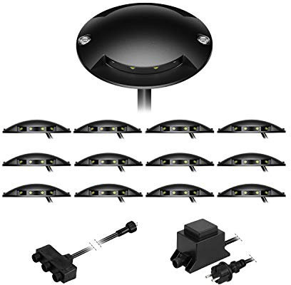 ledscom.de LED Boden-Aufbau-Leuchte Bunda schwarz, 2-flammig, für außen, befahrbar, warm-weiß, 13er Set