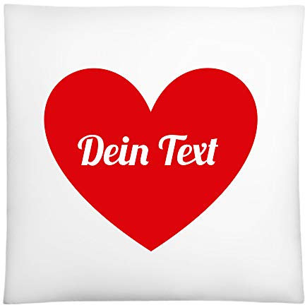 CVLR Baumwollkissen mit Herz und Wunschtext - inkl. Füllung - Verschiedene Schriftarten und Farben - Personalisierte Geschenke für den Partner