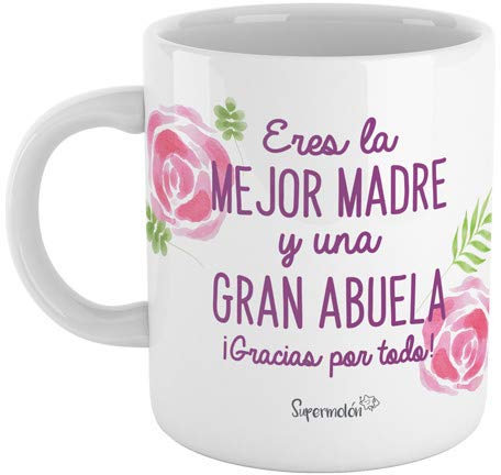 SUPERMOLON Taza Eres la mejor madre y una gran abuela (gracias por todo)