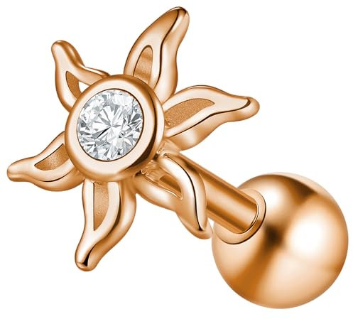 Monster Piercing Rose Gold CZ Stein Tribal Sonne 16 Gauge Chirurgenstahl Knorpel Helix Tragus Ohr Piercing Schmuck