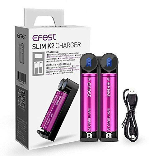 Amyove Chargeur USB Efest Slim K2 sans liquides et sans nicotine Noir