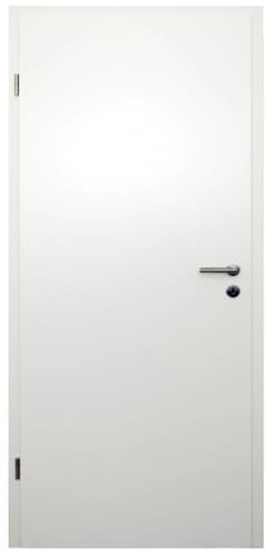 HORI® Zimmertür Komplettsett - Innentür Weißlack RAL 9010 - Inklusive Zarge und Türgriff - Röhrenspan Designkante - lackierte Oberfläche - DIN Links I Breite: 735 I Wandstärke: 120 I Schloss:
