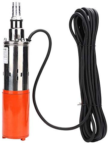 Pompe à Eau Submersible Solaire, 1'' 12V-1,2m³-30m DC Pompe à Eau Submersible en Acier Inoxydable 260W Pompe à Vis à Haute Levée Pompe de Puits Profond