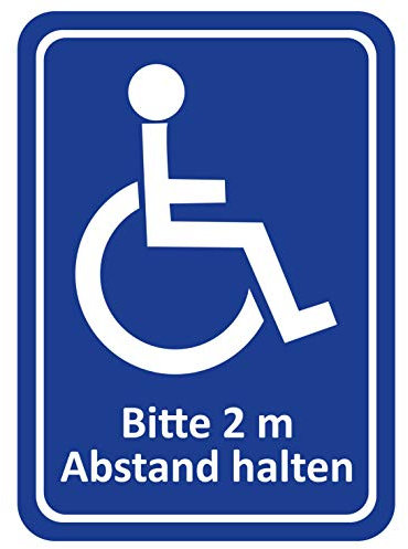 Generisch Behinderten Aufkleber | Rollstuhlfahrer | 2m Abstand halten | Sticker | Autoaufkleber | Beförderung von Menschen mit Behinderungen | Rollstuhl | Rangierabstand