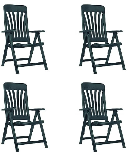 GARBAR BLANES Set 4 Silla con Brazos Multiposiciones Exterior | jardín, terraza, balcón, Playa, Piscina, Picnic, Camping, Catering | diseño, Ligero, Plegable, reclinable | Antracita