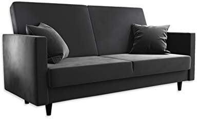 lukmebel Sofa Grande Sofasitz in Doppelversion Grau mit Bettkasten Couch Schlaffunktion Schlafsofa Polstersofa Couchgarnitur (Grau), Kronos 34