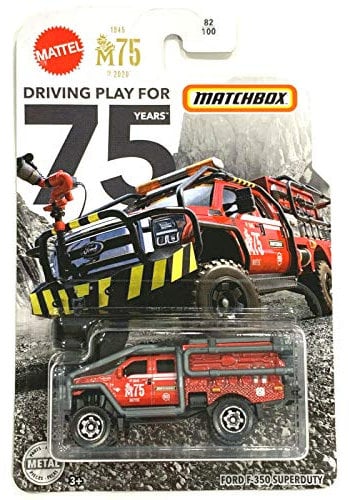 Matchbox Mattel F0RD F-350 SuperDuty 82/100, Druckguss-LKW-Modell im Maßstab 1:64, Dunkelblau, 8,9 cm L x 3,8 cm B x 3,8 cm H, ab 3 Jahren
