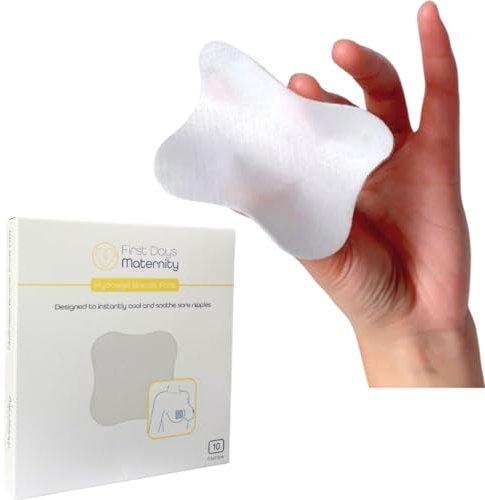 First Days Maternity Hydrogel Breast Pads - Instant Cooling Relief for Sore Nipples - Nursing Pads with Soft Fabric Backing, Lasts up to 24hrs - Great Breastfeeding Essentials (Pack of 10)