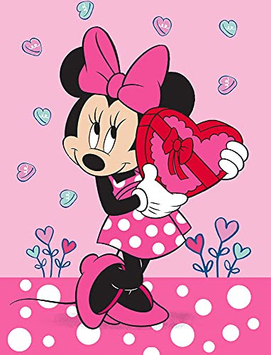 Minnie Mouse Kinder-Zimmer-Teppich Herz Rosa Pink 100 cm x 133 cm rutschhemmend lärmhemmend Kinderteppich Spiel-Teppich Spielunterlage Mädchen-Teppich Disney Minnie Maus Mickey Maus Sweet Love Girls