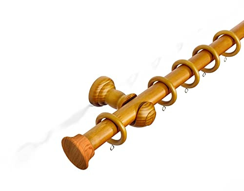 Stopper Finial 28 mm Wooden Curtain Poles Fixed Length Multi Finials Curtain Pole Wooden Beautiful Design Wooden Finials, Aged Oak Stopper 120 cm