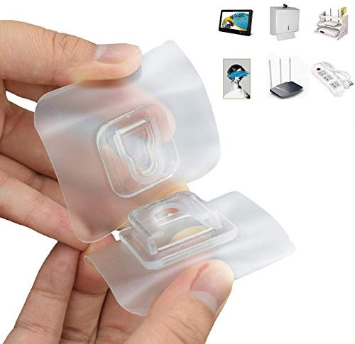 Luckybrosis 9 Sätze, Selbstklebende Haken, Doppelseitige Selbstklebende Wandhaken, Transparente Klebehaken, Wasserdicht und Öldicht, für Küche, Bad, Wohnzimmer, Ohne Bohren, Abnehmbar, max 10 kg