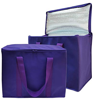 Yalin Set mit 2 großen, isolierten, faltbaren Kühltaschen mit robustem Doppelreißverschluss, wiederverwendbare Einkaufstaschen halten Lebensmittel heiß oder kalt, ideal für Instacart,