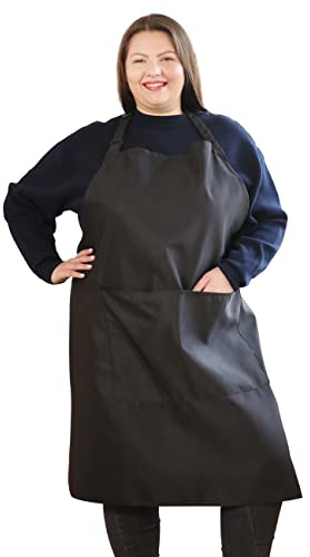 APRONNER Cotton Linen Baking Plus Size Aprons for Women with Pockets Kitchen Cooking