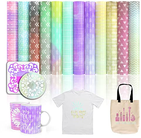 SPECUT XINPOCUT infusible Transfer Ink Sheets(12pcs/Set) - Watercolor Arrows Paper Sublimation for Cricut Mug Press, Heat Press Machine Sheets T-Shirts Bag 12*12 Inch