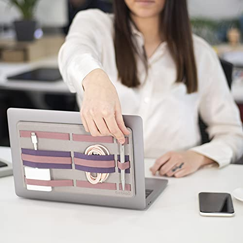 BEBLAU SHIFT PRO Adhesive Portable Tech Organizer for laptops, backpack | Office & Home, External HD holder, Working from Home, Stick-On to Laptop School Students - Reusable | PINK