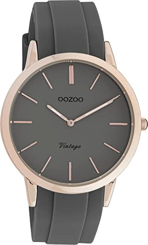 Oozoo Vintage Damen Armbanduhr mit Silikonband 42 MM Rose/Dunkelgrau/Dunkelgrau C20172