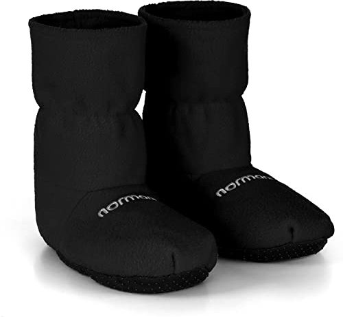 normani® Körnerpantoffeln - Hausschuhe für die Mikrowelle - Hausstiefel mit Leinsamenfüllung - extra hoher Schaft Farbe Schwarz Größe L=41/45