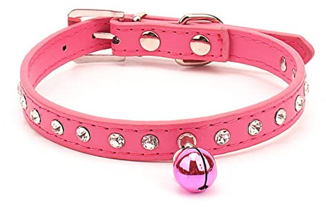 Chats Colliers avec Cloche Chaton Collier Accessoires Produits pour Animaux De Compagnie Petits Chiens Collier Collier,Rose Vif, XS