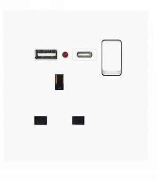 Fulinmen Fast Charging Switched Single Double Socket with Two Charging USB Ports Neon Light, 13 A (UK Single 2 USB)