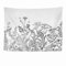 Ulticool - Natur Blumen Schwarz Weiß Wandteppich XXL - 200 x 150 cm - Poster Wand Tuch Fototapete - Vintage Hippie Boho Aesthetic Deko - Wandbehang Vorhang - Accessoires Schlafzimmer Wohnzimmer