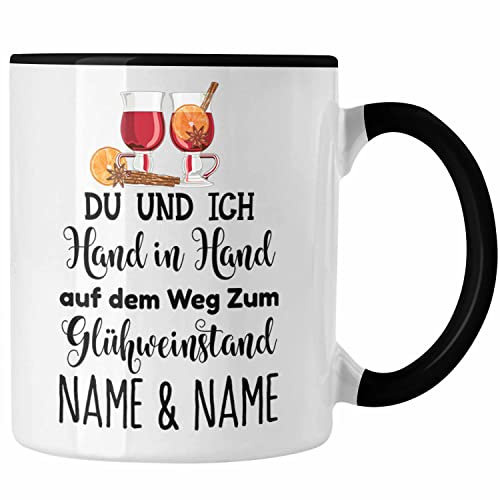 Trendation - Glühweintassen Personalisiert Glühwein Tasse Geschenk Weihnachtsmarkt (Schwarz)