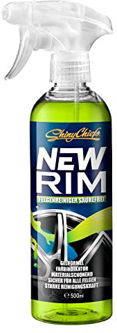 ShinyChiefs NEWRIM - säurefreier Felgenreiniger Sprühflasche mit extremer Lösekraft, gelartiger Kraftreiniger für alle Felgen - selbstständige Felgen-Aktivreinigung mit Farbwechsel, 500ml