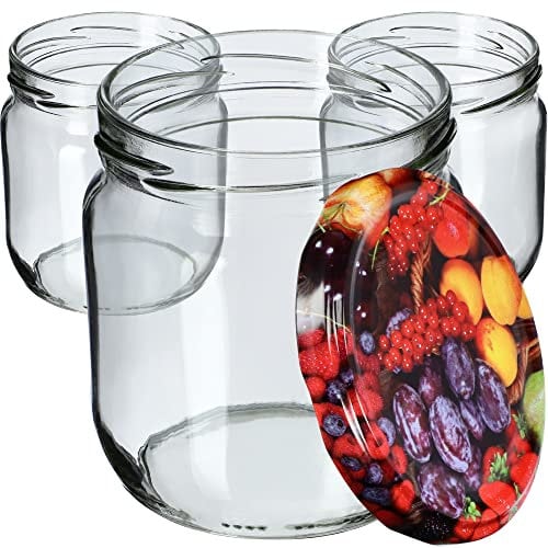 KADAX 12st Einmachgläser 425ml mit Schraubdeckel fi82 mm für Einlegen, Einmachen, Konservieren und Mahlzeitenvorbereitung - Luftdichte Twist-off Gläser (Obst/12 St.)