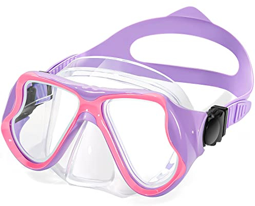 Freela Kids Swim Goggles with Nose Cover, Water Pool Beach Swimming Goggles Mask for Childrens Boys Girls Junior Youth 3-6 4-7 6-14 8-12 Age 5 6 7 8 9 10 11 12 13 14 Purple