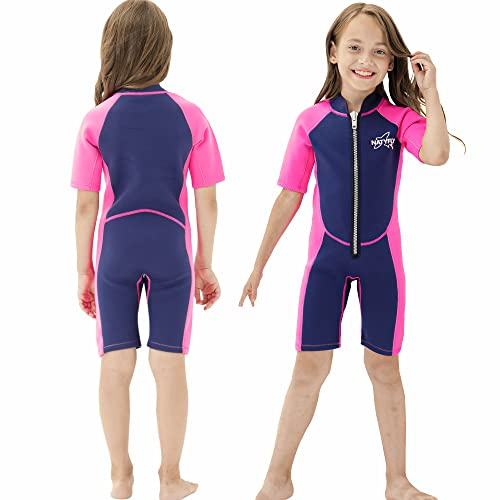 NATYFLY Kids Shorty Neoprenanzug 2.5mm Kinder Neopren Thermal Badeanzug UV-Schutz Badeanzüge für Mädchen Jungen One Piece Wetsuits