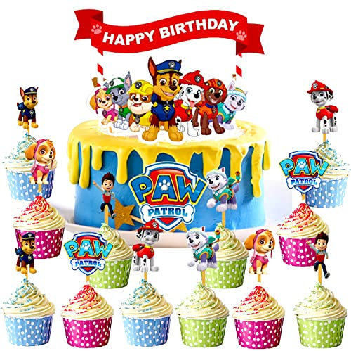 YOOYEH 15 PCS Party Cake Toppers, Birthday Party Supplies Decorations for Boys Girls Decorations (Dog)