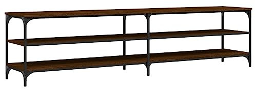 vidaXL TV Schrank, Fernsehschrank mit viel Stauraum, Lowboard für Fernseher Wohnzimmer, Fernsehtisch HiFi Schrank TV Möbel, Braun Eichen Optik Holzwerkstoff Metall