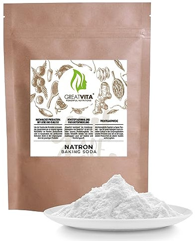 Natron Pulver 1.6kg Lebensmittelqualität E500ii - Backpulver Großpackung Natriumhydrogencarbonat - Baking Soda Haushaltsreiniger zum Putzen Backen Umweltfreundlich | GreatVita