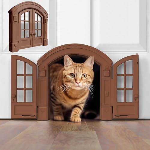 Purrfect Portal Französische Katzentür – Stilvolle Katzentür ohne Klappen für durchschnittliche Katzen bis zu 9 kg, einfache DIY-Setup, sichere Installation in Minuten, kein Training erforderlich,